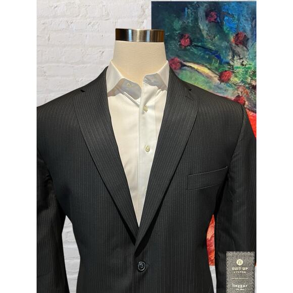 Haggar Suit Up 46L Dark Gray Multi-Stripe Mens Blazer Suit Jacket - Picture 4 of 16